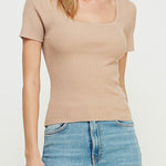 The Sophie Square - Neck Rib Knit Tee - MTT Collective