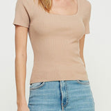 The Sophie Square - Neck Rib Knit Tee - MTT Collective