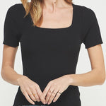 The Sophie Square - Neck Rib Knit Tee - MTT Collective