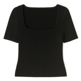 The Sophie Square - Neck Rib Knit Tee - MTT Collective