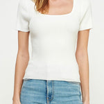 The Sophie Square - Neck Rib Knit Tee - MTT Collective