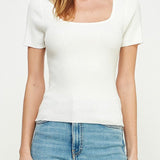The Sophie Square - Neck Rib Knit Tee - MTT Collective