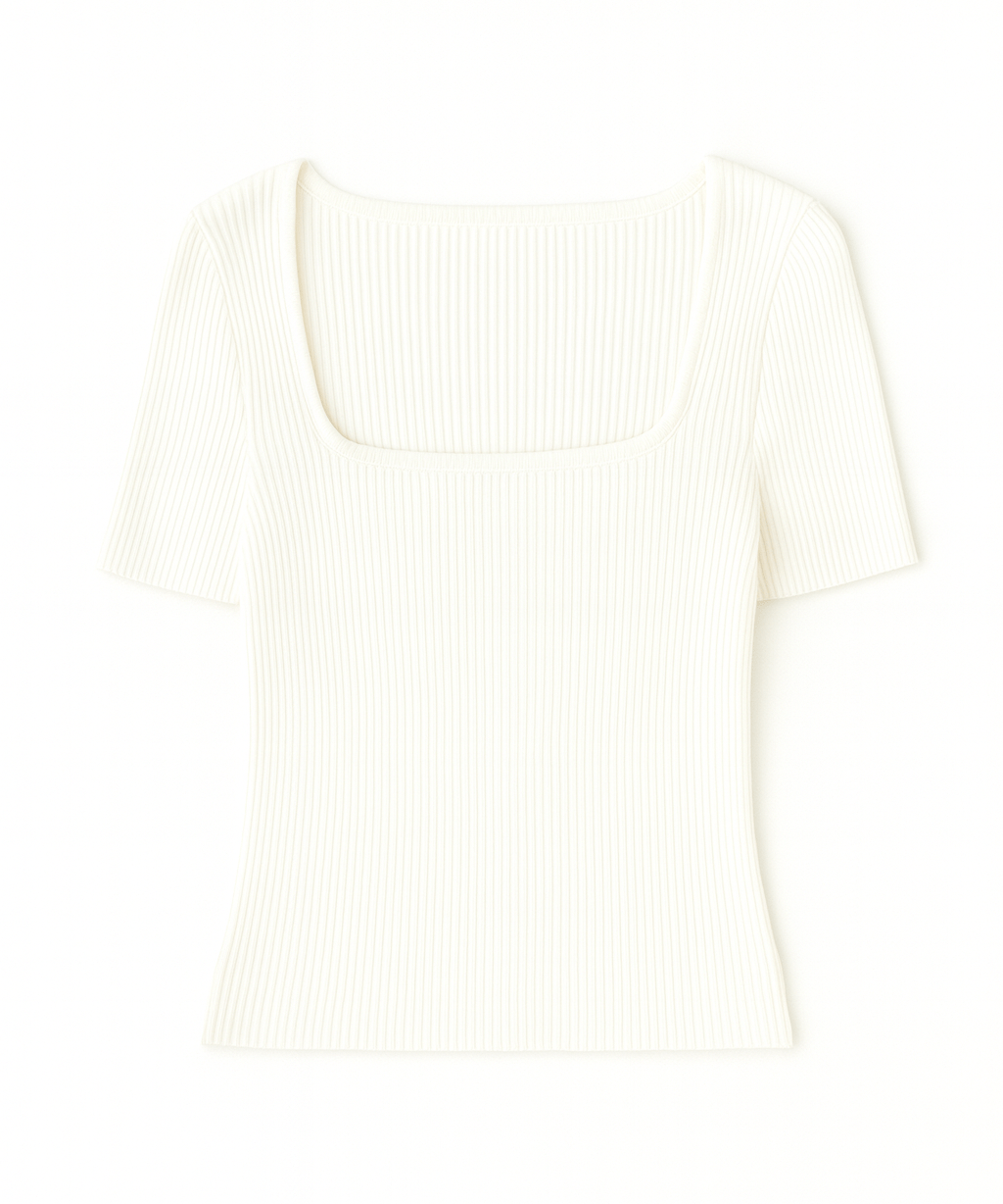 The Sophie Square - Neck Rib Knit Tee - MTT Collective