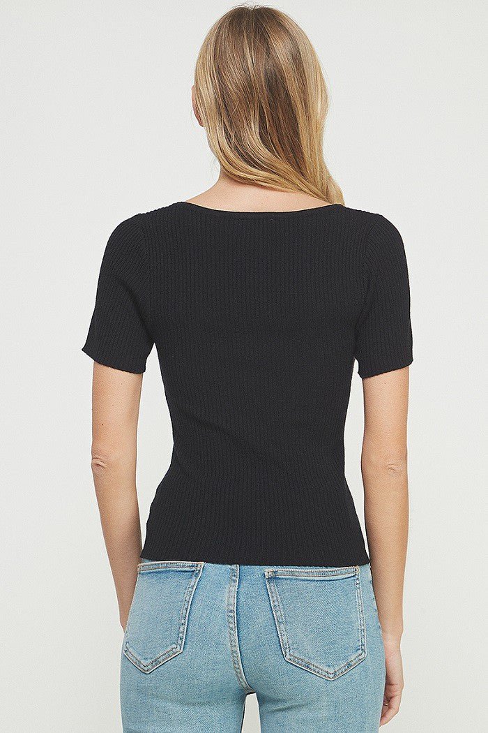 The Sophie Square - Neck Rib Knit Tee - MTT Collective