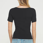 The Sophie Square - Neck Rib Knit Tee - MTT Collective
