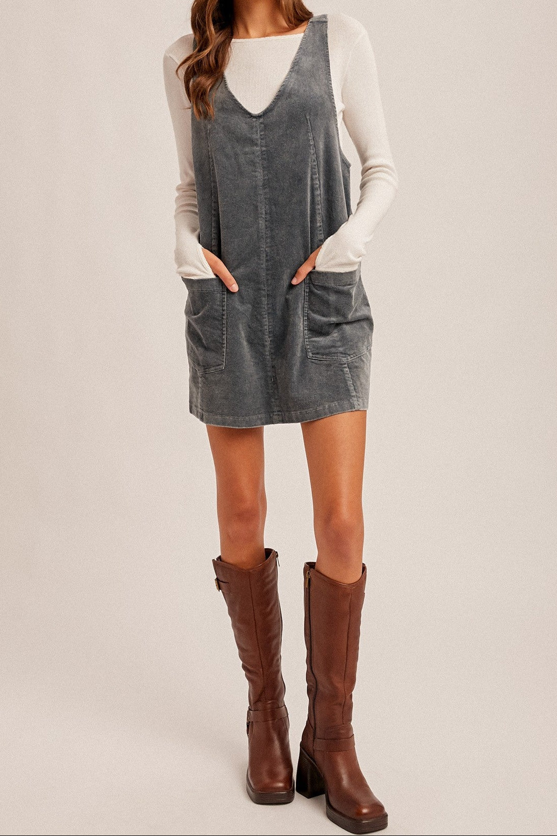 Thea Corduroy Pinafore Dress - MTT Collective