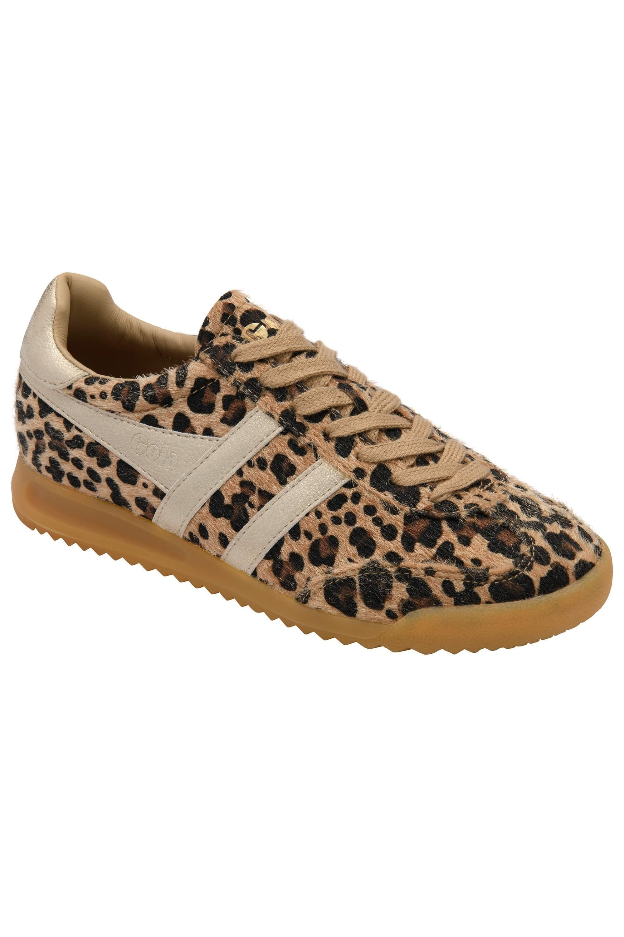 Gola Torpedo Safari Trainer - Leopard/Gold - Angled View