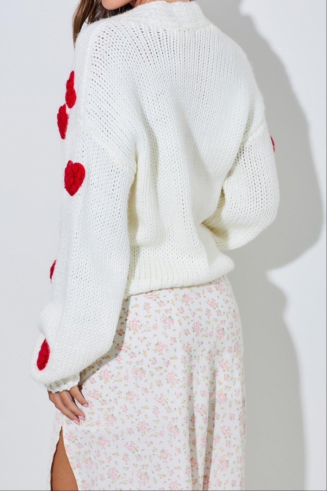 Tory Knitted Cardigan With Bubble Heart Detail - MTT Collective