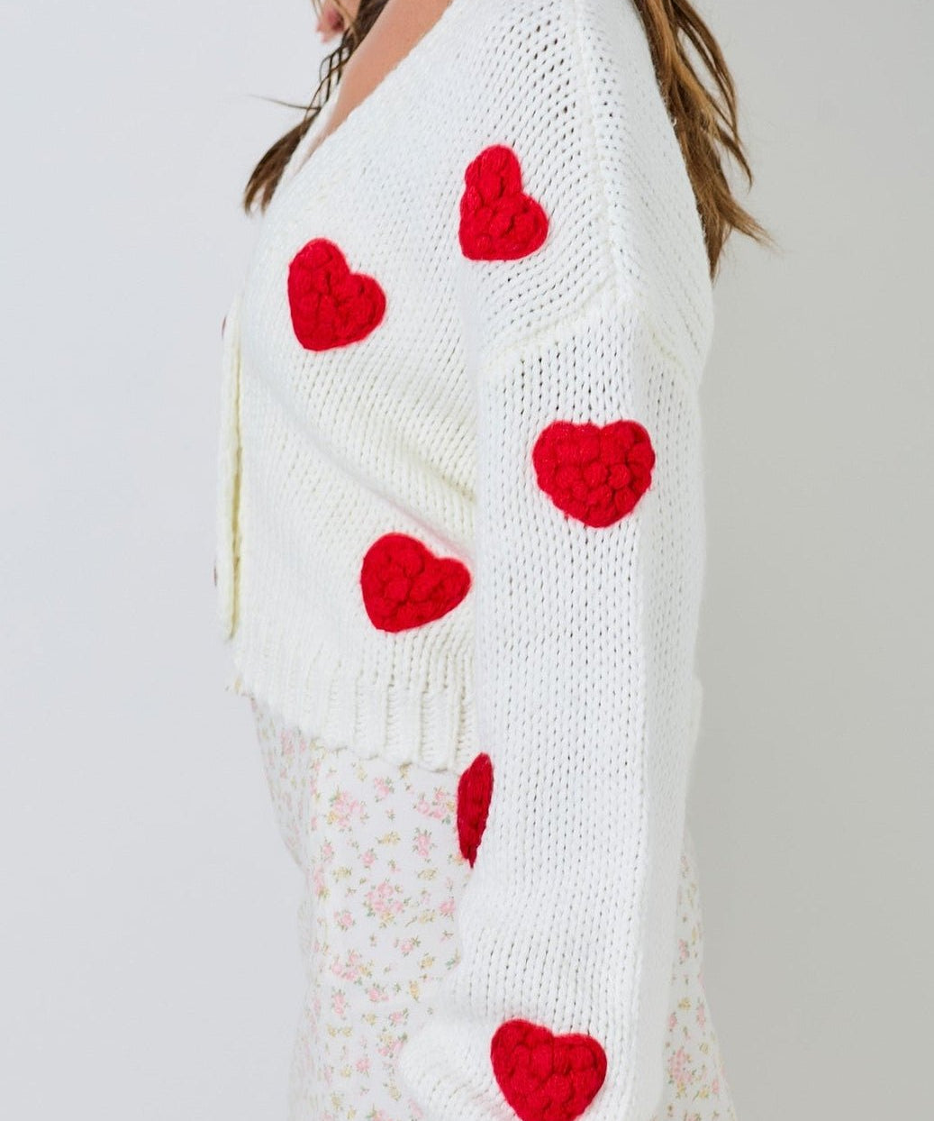Tory Knitted Cardigan With Bubble Heart Detail - MTT Collective