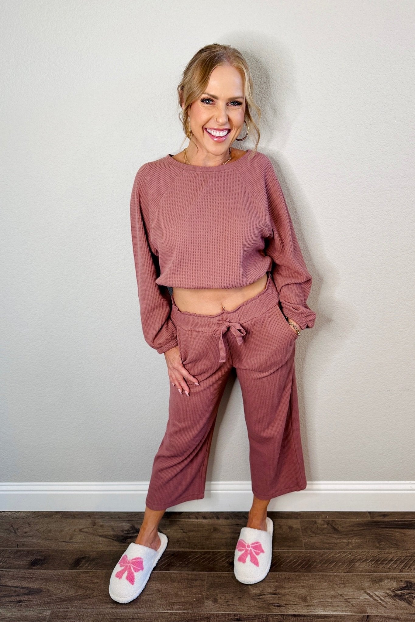 Tour Waffle Knit Cropped Lounge Pants - MTT Collective