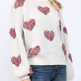 Tracie Textured Heart Pattern Detail Sweater - MTT Collective