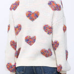 Tracie Textured Heart Pattern Detail Sweater - MTT Collective