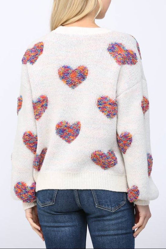 Tracie Textured Heart Pattern Detail Sweater - MTT Collective