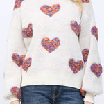 Tracie Textured Heart Pattern Detail Sweater - MTT Collective