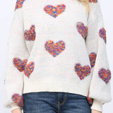 Tracie Textured Heart Pattern Detail Sweater - MTT Collective