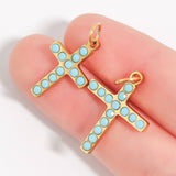 Turquoise Stone Cross Charm - MTT Collective