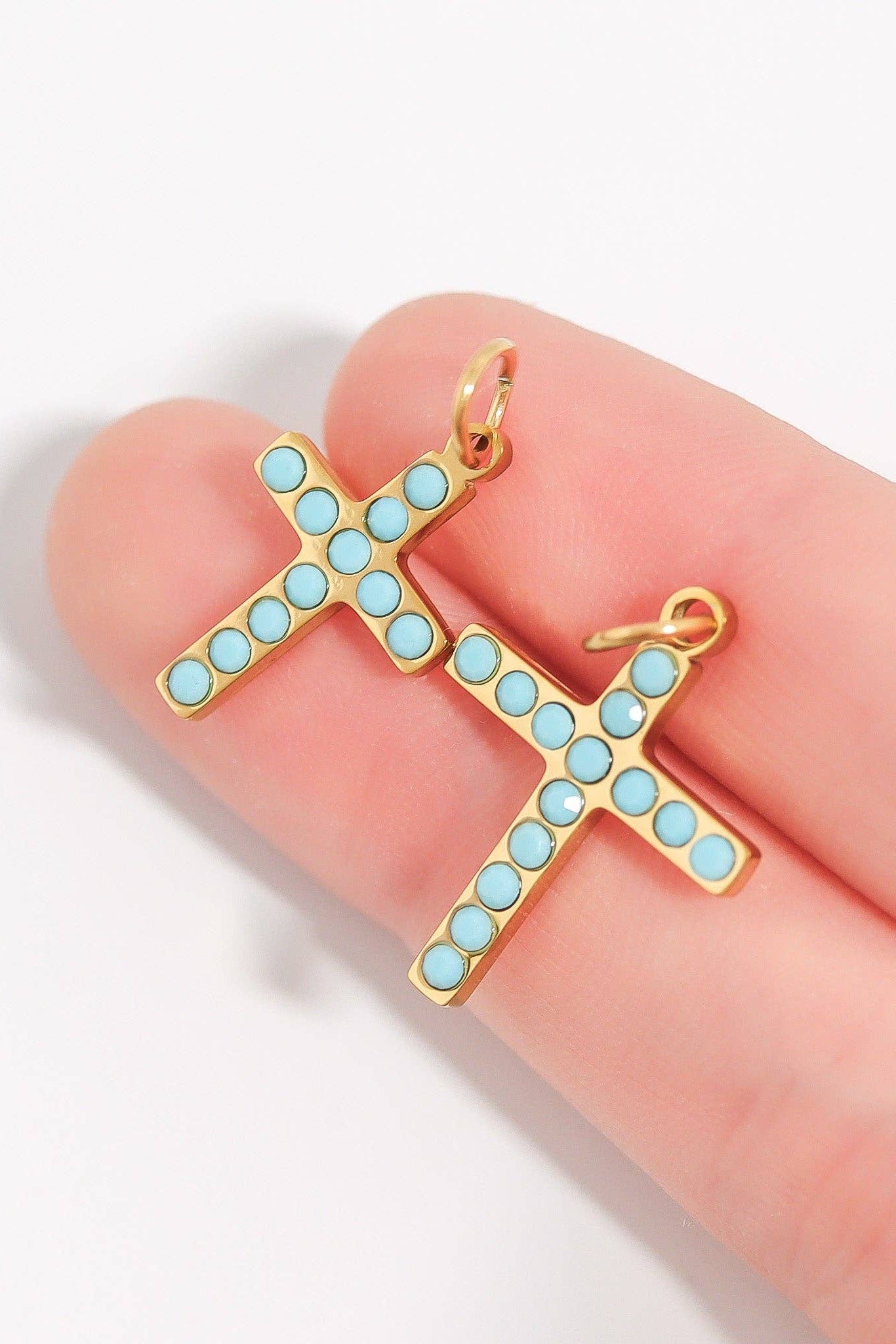 Turquoise Stone Cross Charm - MTT Collective