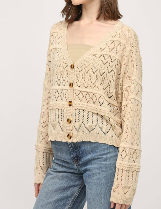 Twyla Button Down Crochet Knit Cardigan - MTT Collective
