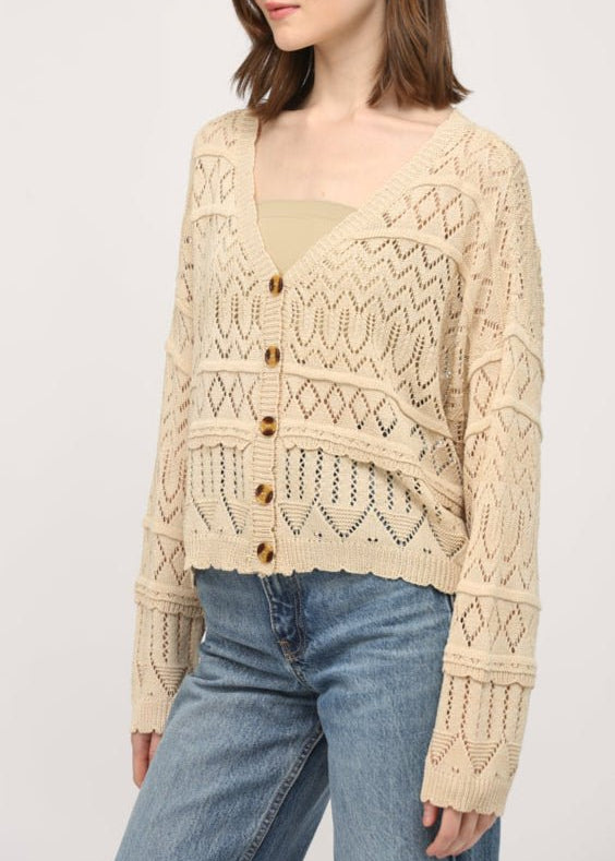 Twyla Button Down Crochet Knit Cardigan - MTT Collective