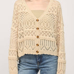 Twyla Button Down Crochet Knit Cardigan - MTT Collective