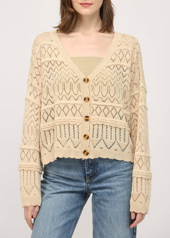 Twyla Button Down Crochet Knit Cardigan - MTT Collective