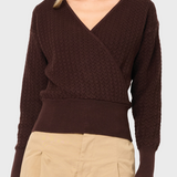 Pointelle Surplice Sweater