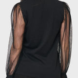 Pleated Organza Sleeve Blouse