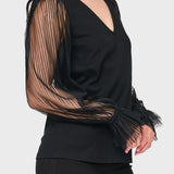 Pleated Organza Sleeve Blouse