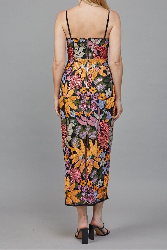 Valerie Floral Sequin Embroidered Midi Dress - MTT Collective