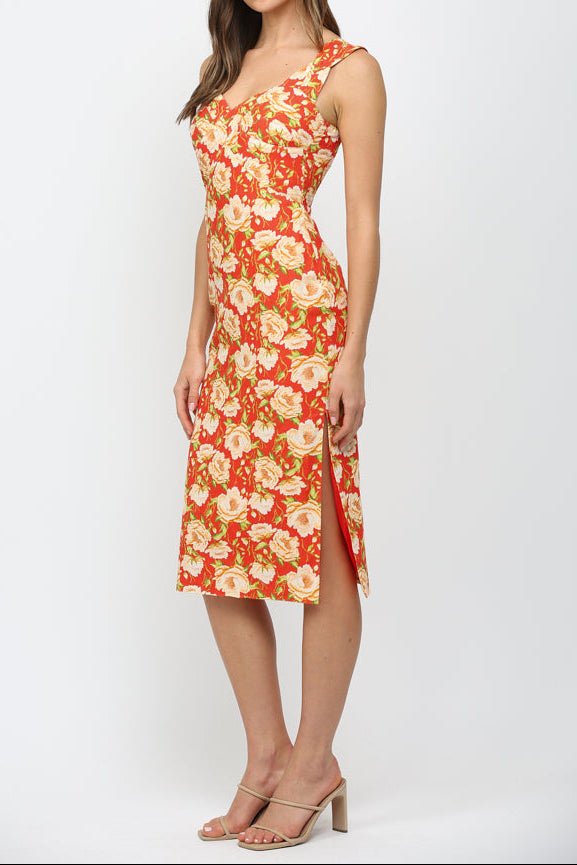 Velma Linen Cross Over Midi Dress - MTT Collective