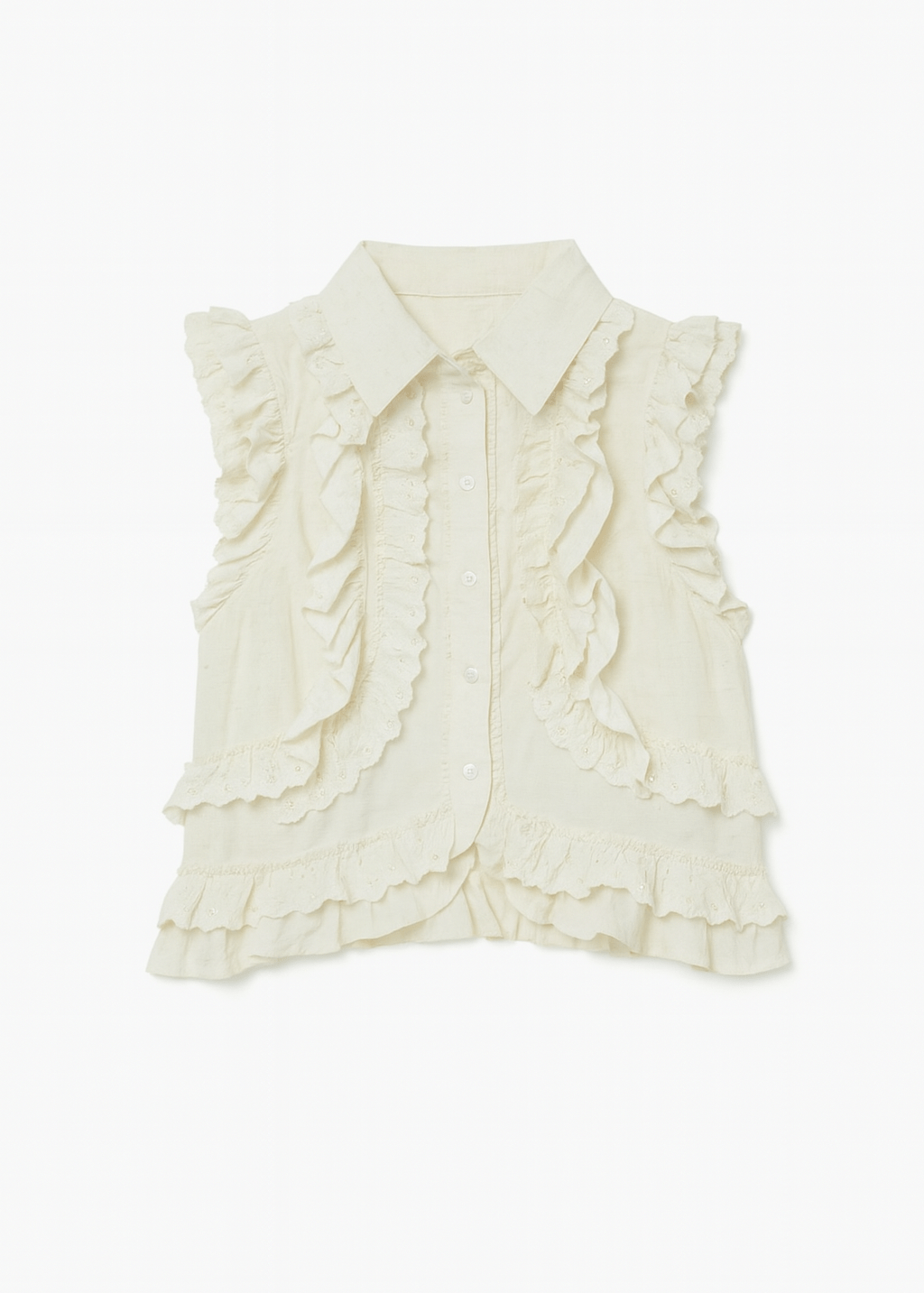 Vienna Layered Ruffle Eyelet Crop Top - MTT Collective