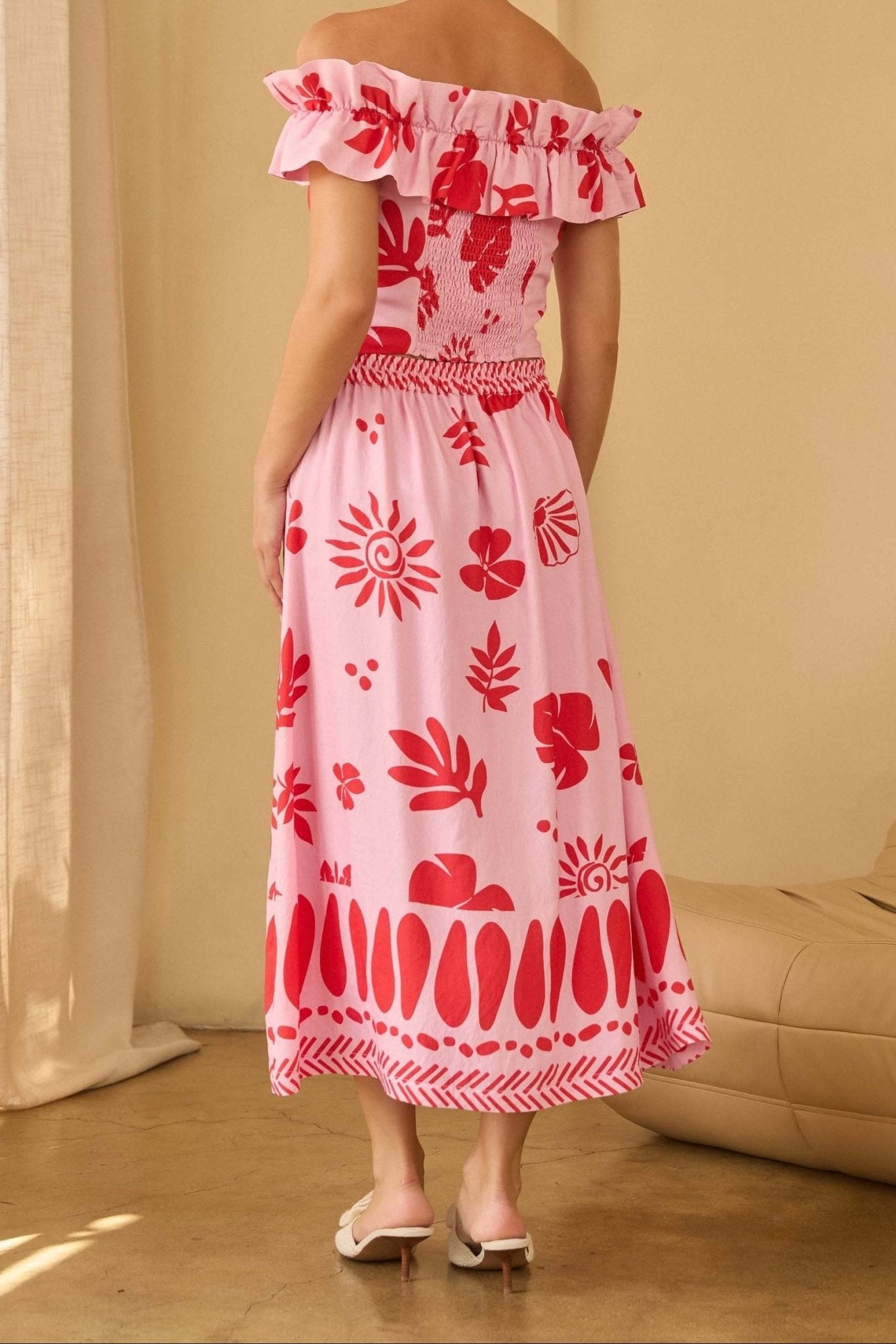 Vikki Printed Button - Down Midi Skirt - MTT Collective