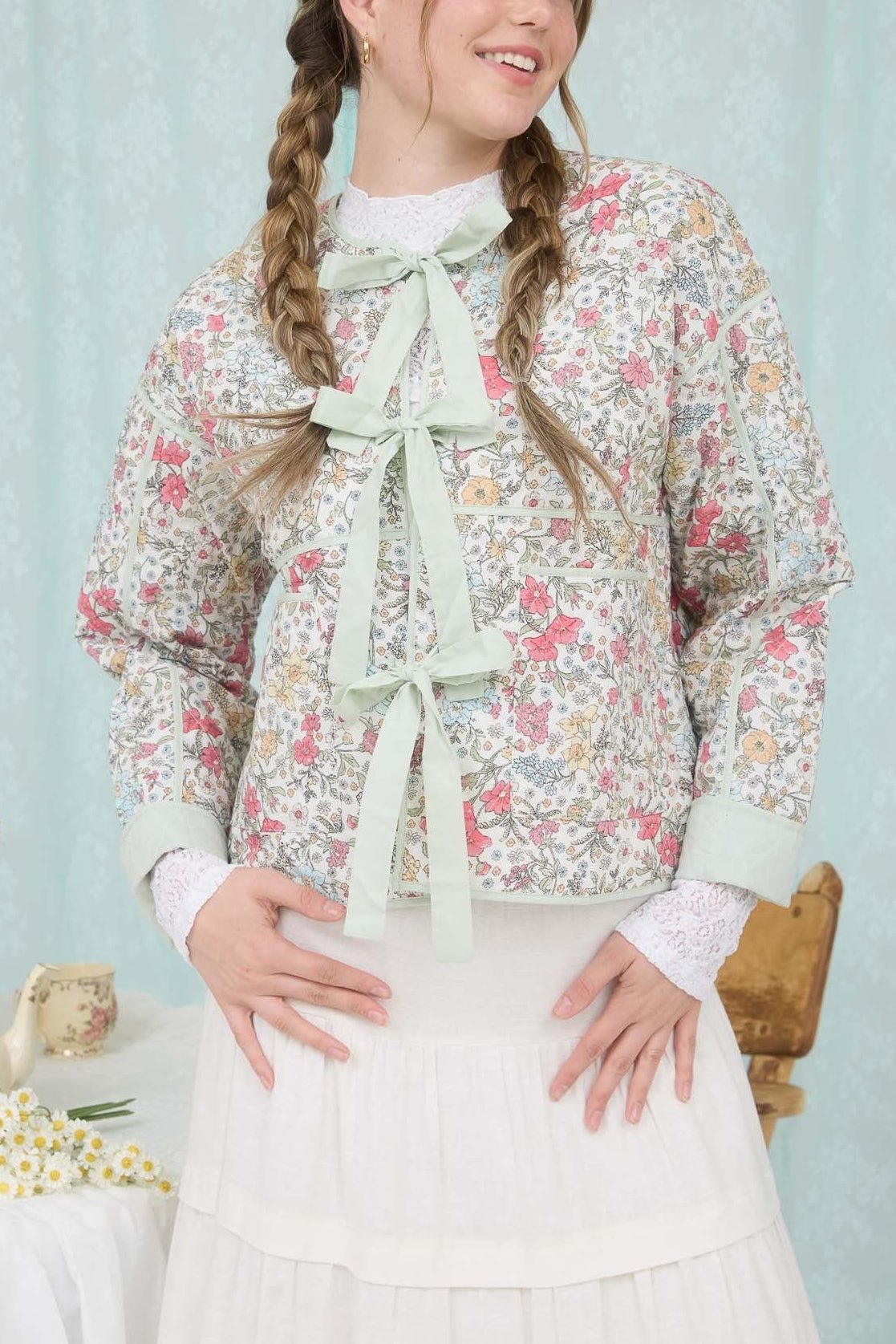 Vintage Garden Quilted Tie Front Jacket - MTT Collective