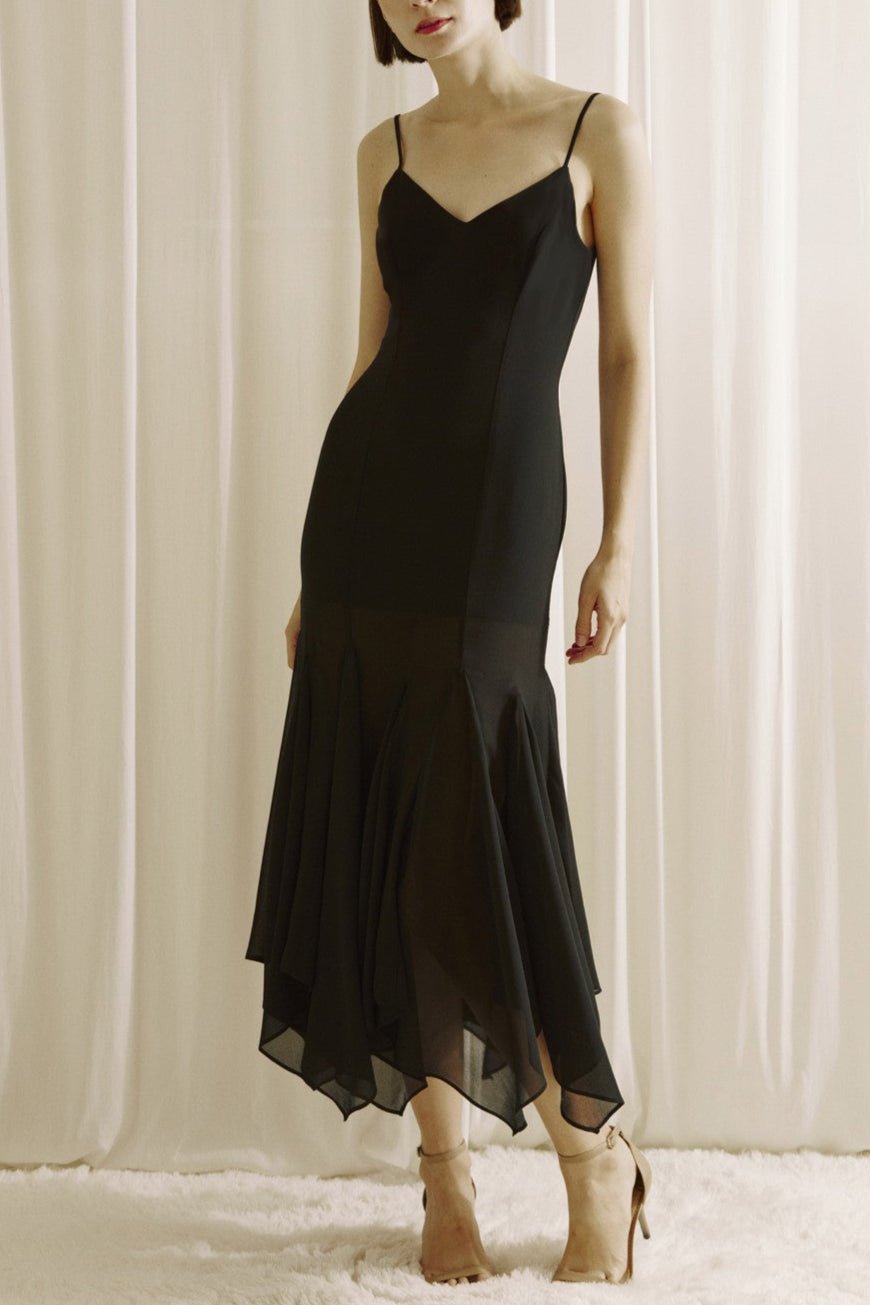 Vivienne Chiffon Godet Midi Dress - MTT Collective