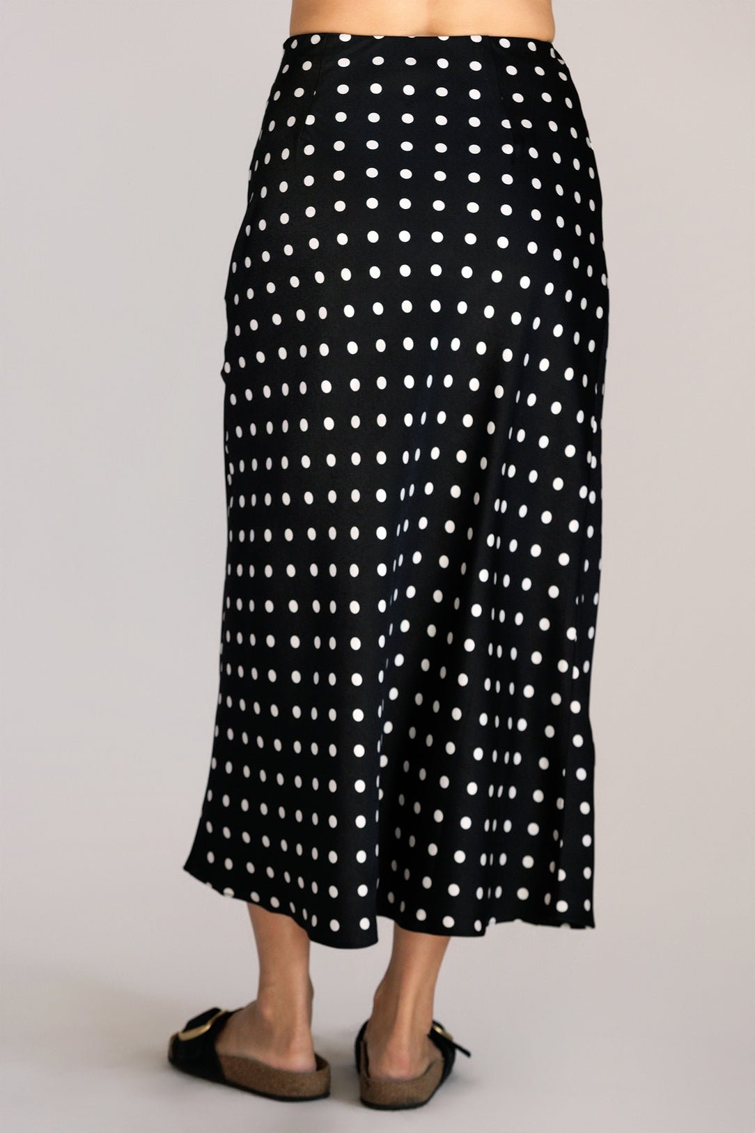 Vivienne Polka Dot Satin Midi Skirt - MTT Collective