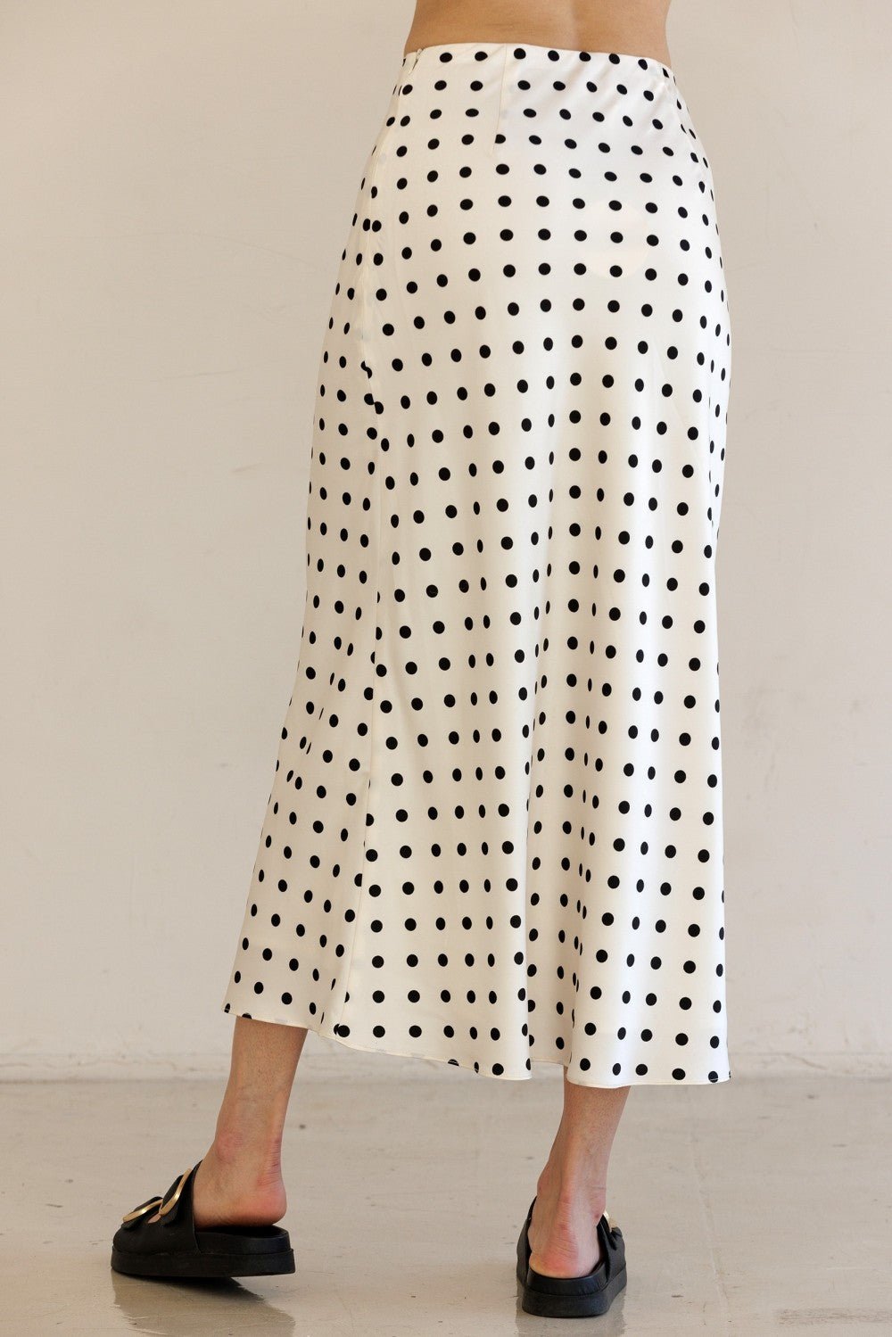Vivienne Polka Dot Satin Midi Skirt - MTT Collective