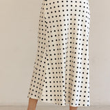 Vivienne Polka Dot Satin Midi Skirt - MTT Collective