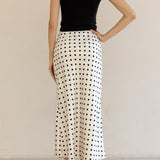 Vivienne Polka Dot Satin Midi Skirt - MTT Collective
