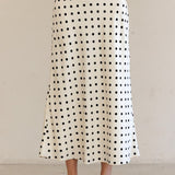Vivienne Polka Dot Satin Midi Skirt - MTT Collective