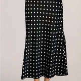 Vivienne Polka Dot Satin Midi Skirt - MTT Collective