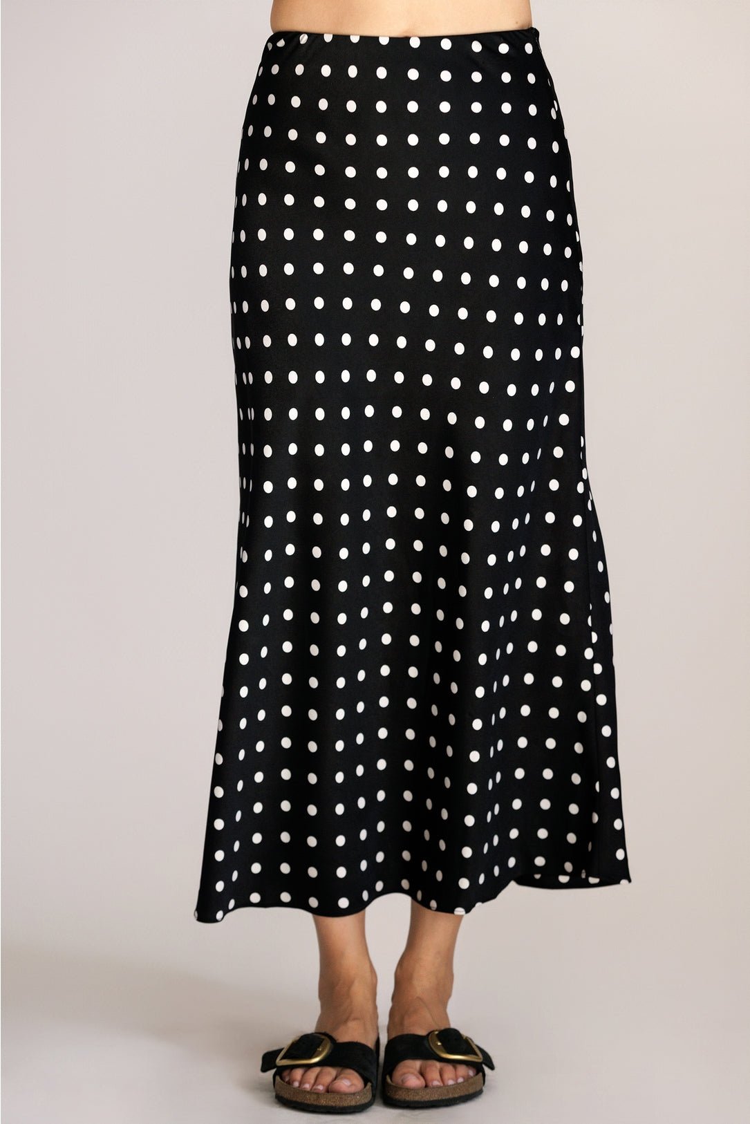 Vivienne Polka Dot Satin Midi Skirt - MTT Collective
