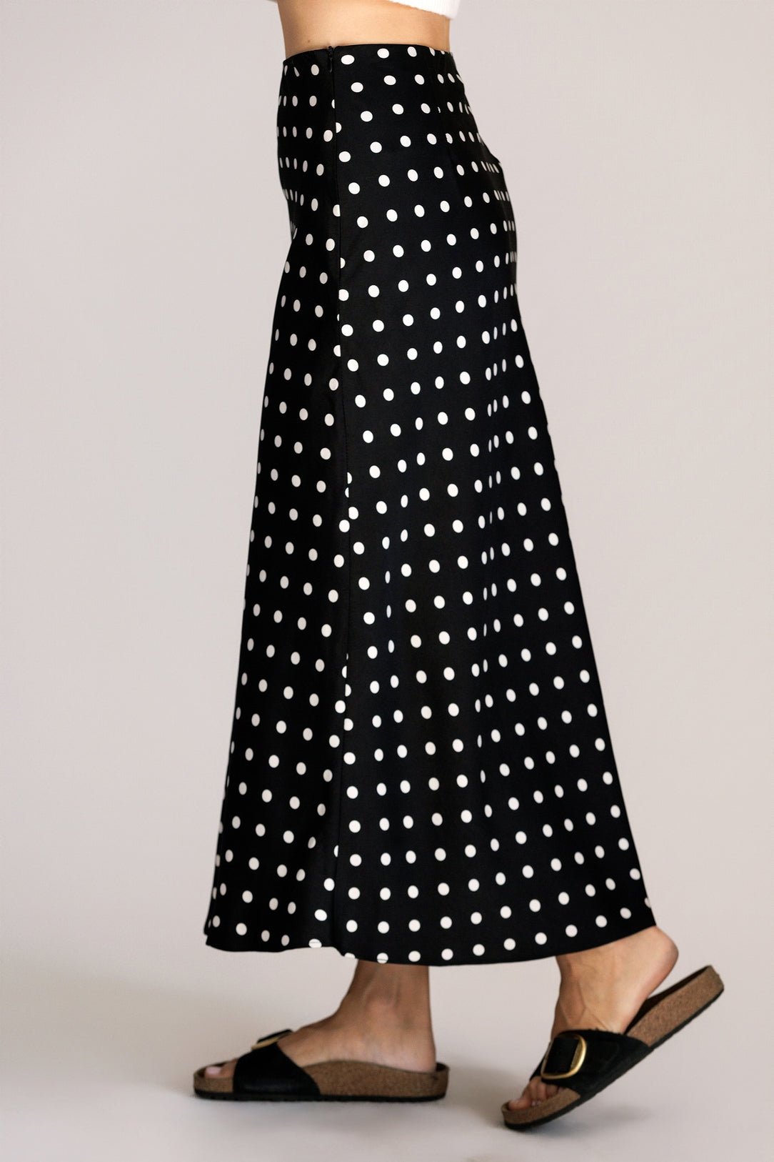 Vivienne Polka Dot Satin Midi Skirt - MTT Collective