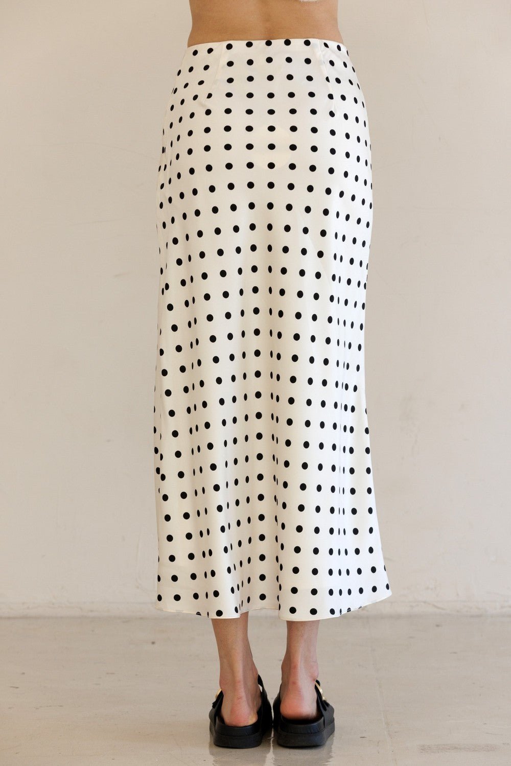Vivienne Polka Dot Satin Midi Skirt - MTT Collective