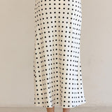 Vivienne Polka Dot Satin Midi Skirt - MTT Collective