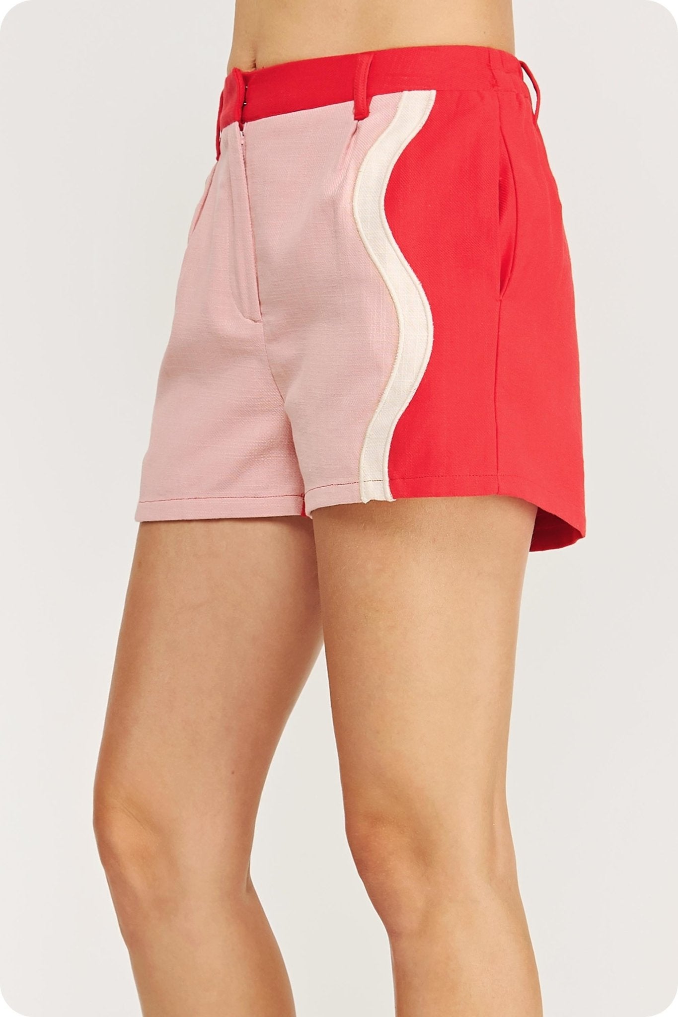 Wavy Contrast Color Block Shorts - MTT Collective