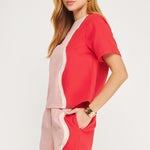 Wavy Contrast Color Block Tee Top - MTT Collective