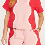 Wavy Contrast Color Block Tee Top - MTT Collective