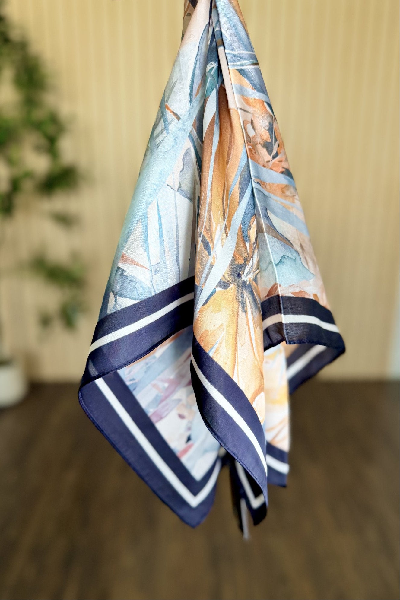 Linden Watercolor Floral Satin Scarf