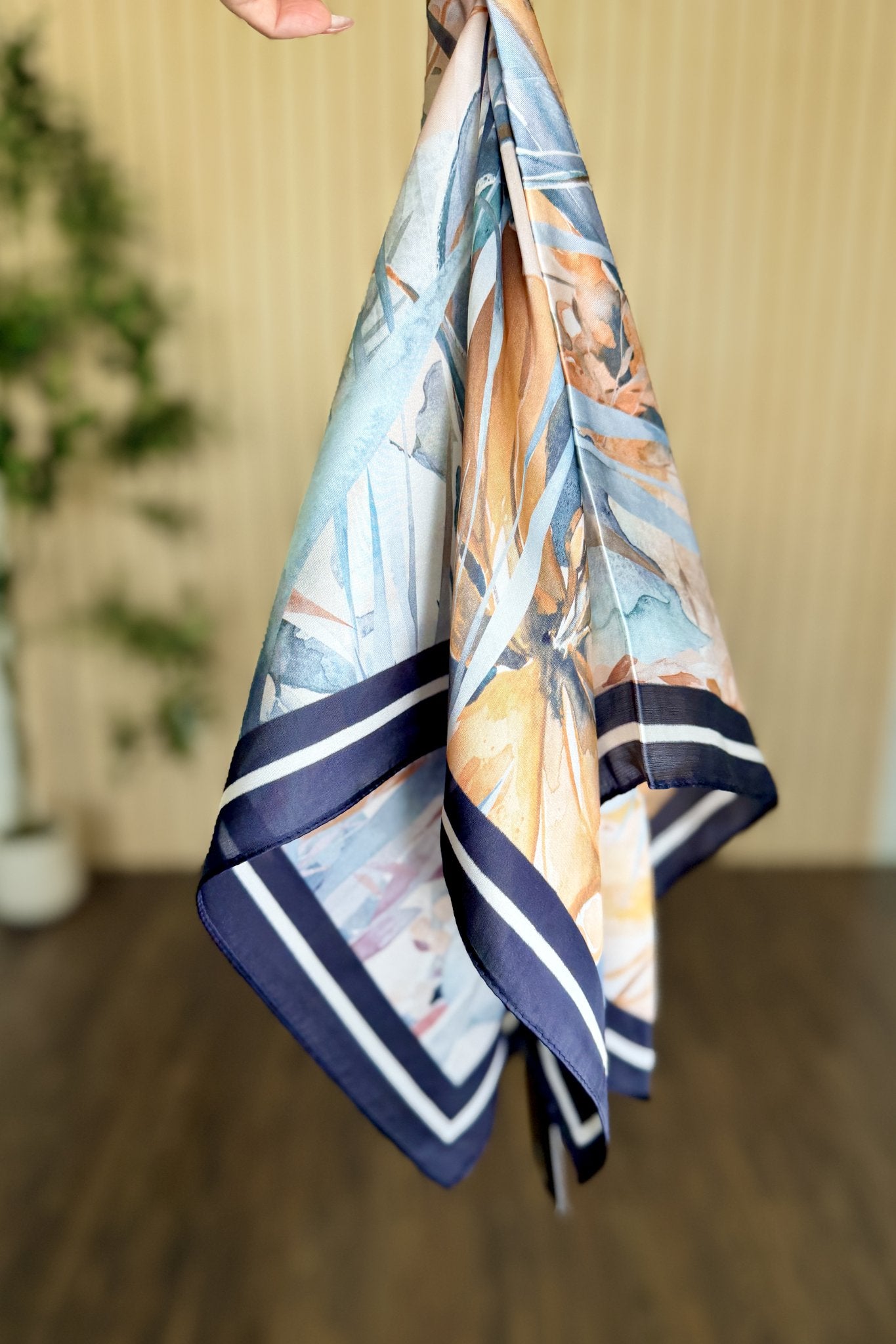 Linden Watercolor Floral Satin Scarf