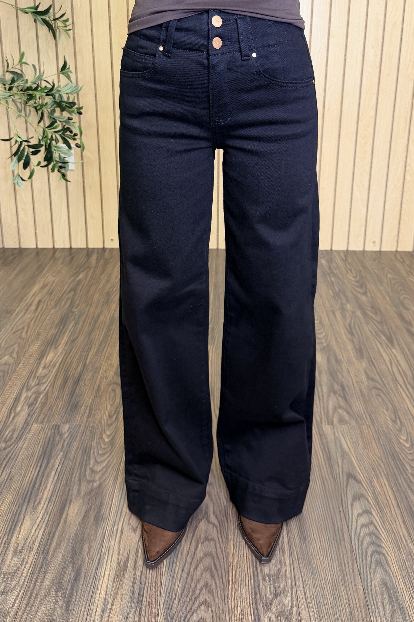 Bristol Double Button Wide Leg Jeans